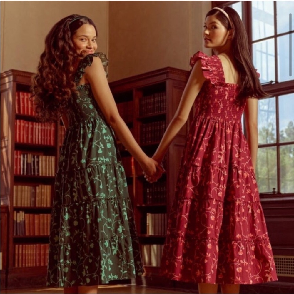 NWT HILL HOUSE Ellie Nap Dress Burgundy Botanical